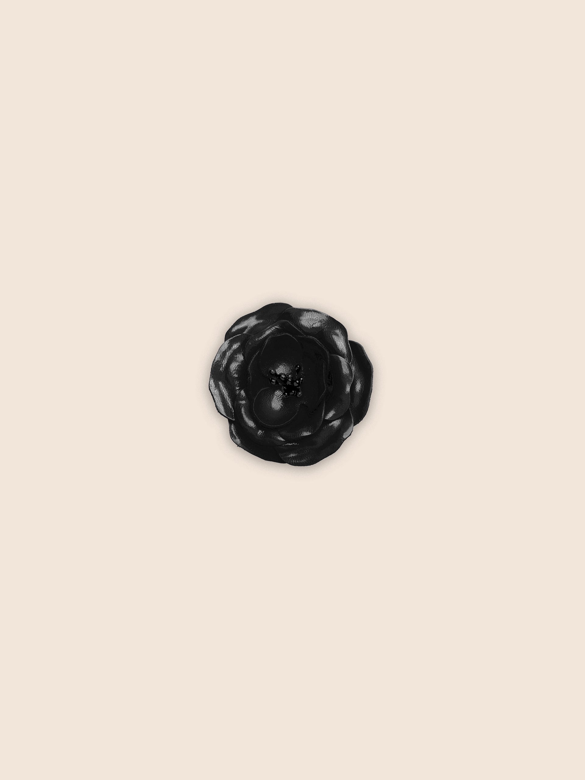 Leather Flower Clip Black